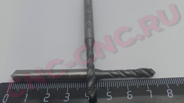 Метчик М5x0.8 машинный спиральный DIN371 HSSE TiCN