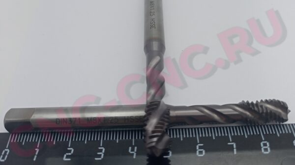 Метчик М8x1.25 машинный спиральный DIN371 HSSE TiCN